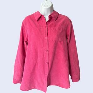 Studio Works PM Vintage Faux Suede Shacket Pink Fuchsia
